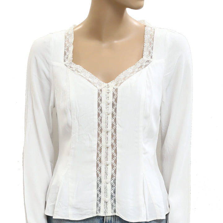 Free People Leylah Lace Blouse Top