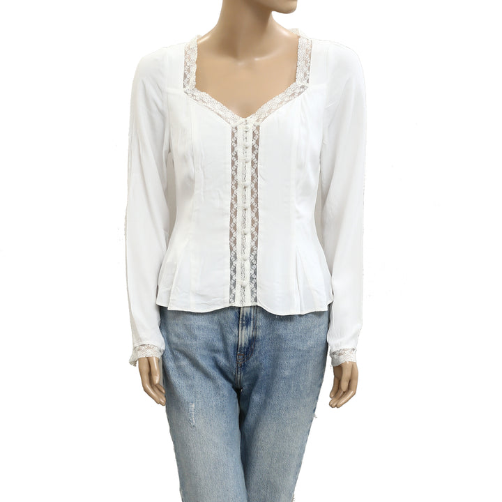 Free People Leylah Lace Blouse Top