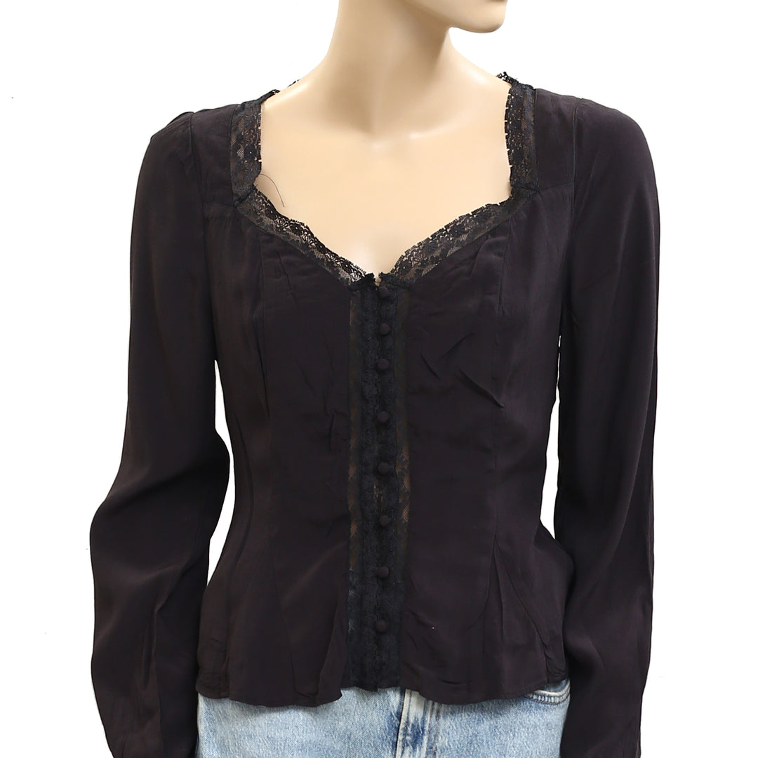 Free People Leylah Lace Blouse Top