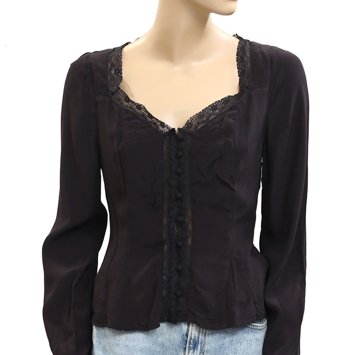 Free People Leylah Lace Blouse Top