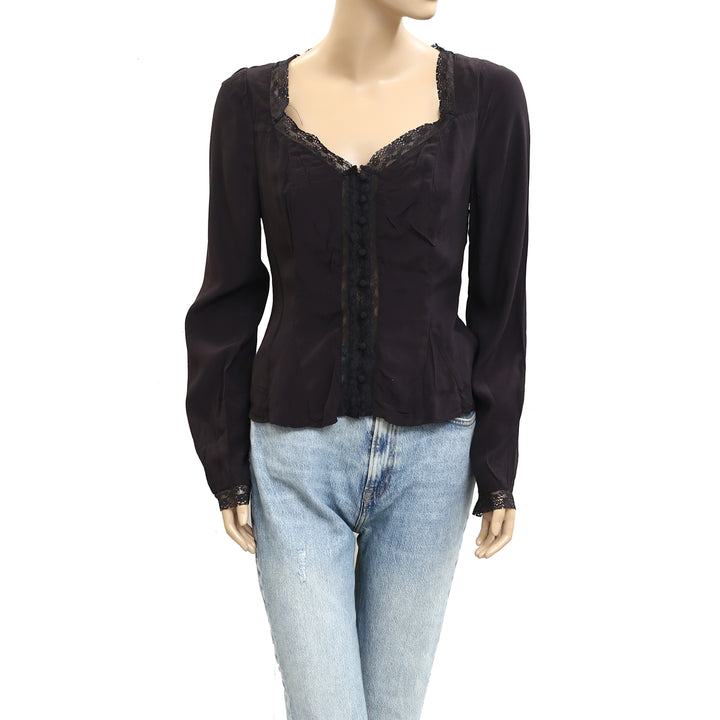 Free People Leylah Lace Blouse Top