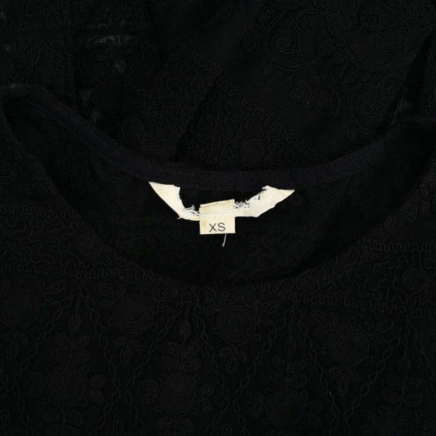 Denim &amp; Supply Ralph Lauren 网眼刺绣黑色衬衫上衣 XS