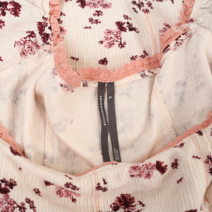 By Anthropologie Puff-Sleeve Off-The-Shoulder Corset Blouse Top