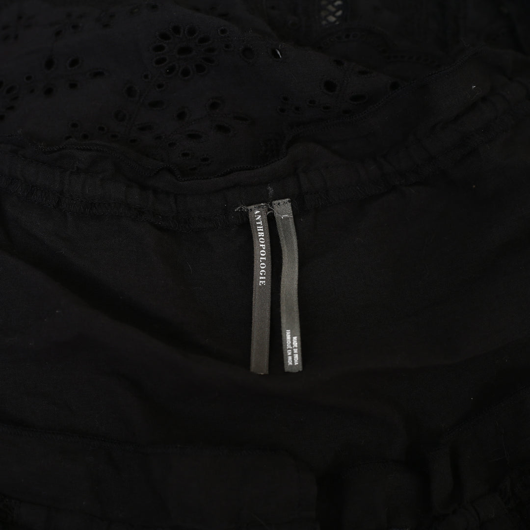 By Anthropologie Puff-Sleeve Eyelet Blouse Top