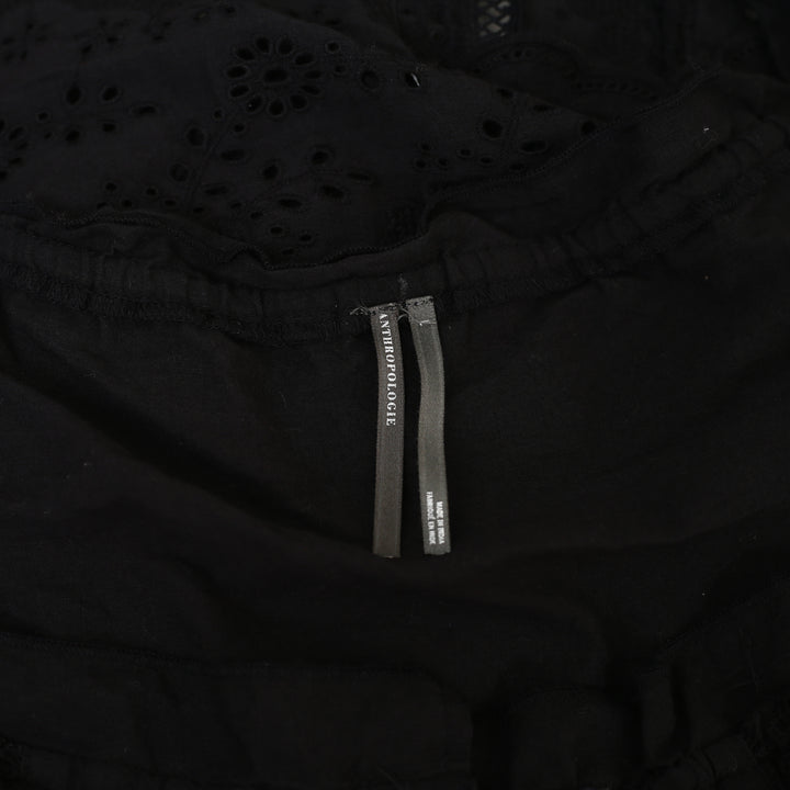 By Anthropologie Puff-Sleeve Eyelet Blouse Top