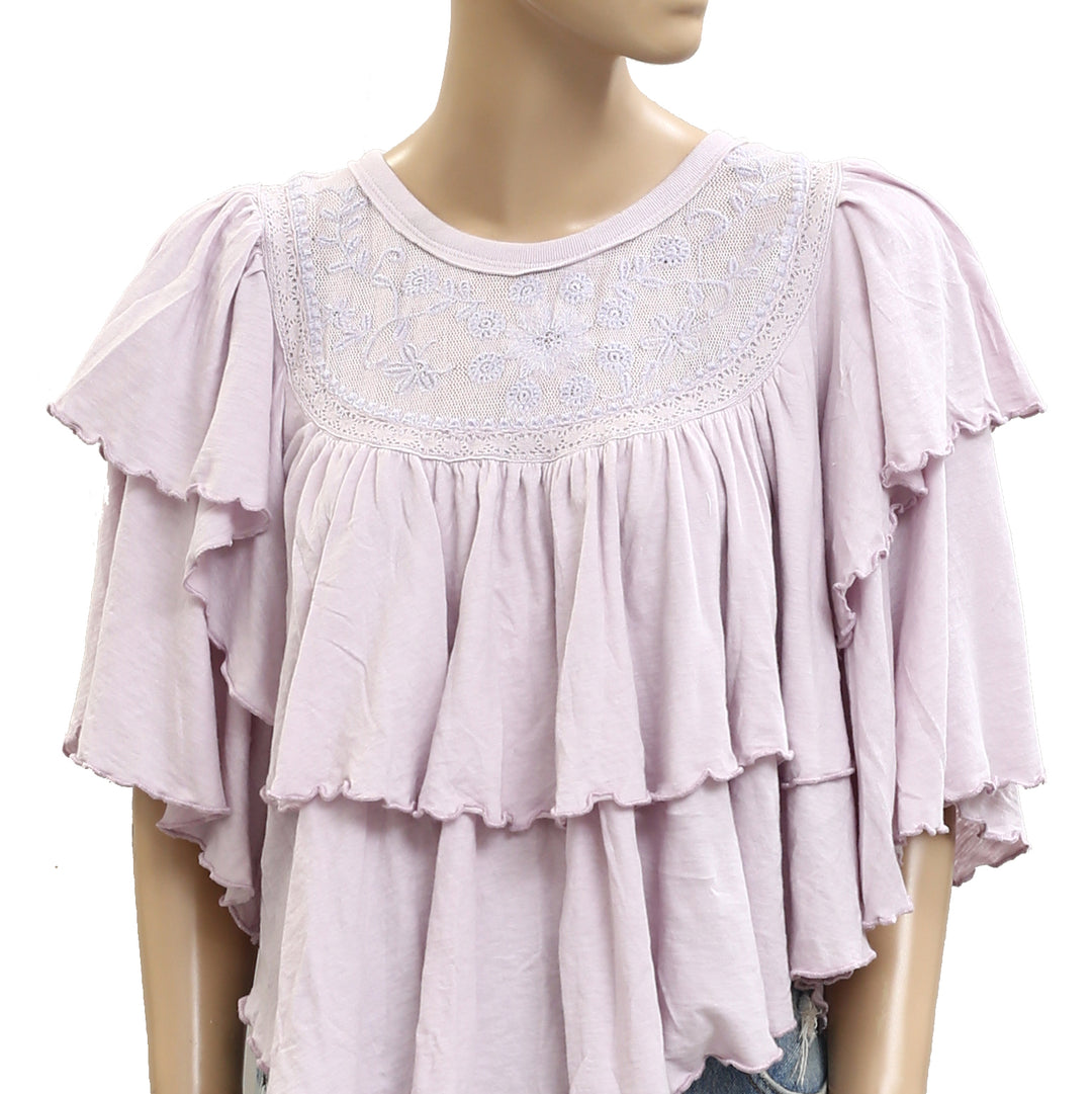 Free People Rose Party Tee Blouse Top