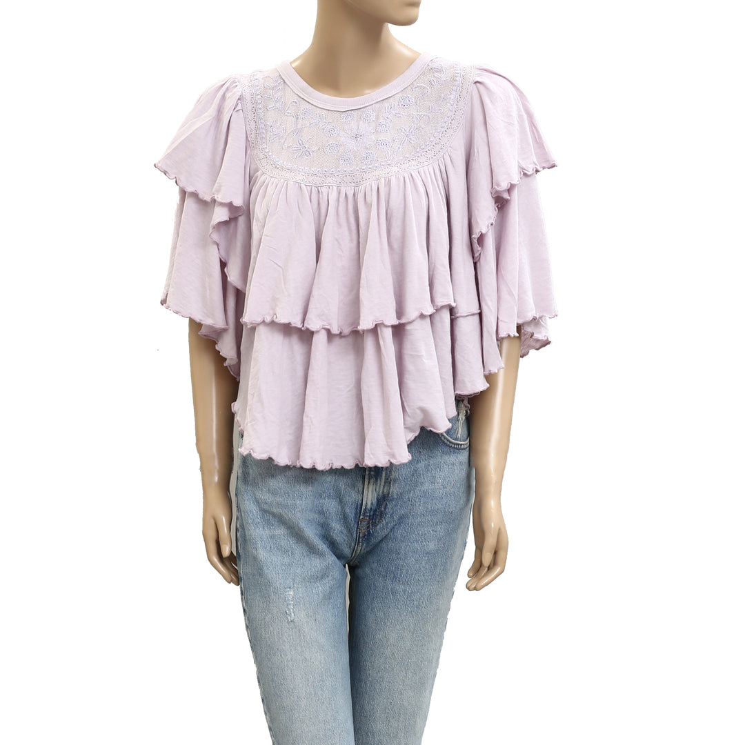 Free People Rose Party Tee Blouse Top