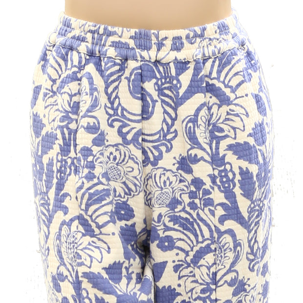 By Anthropologie Floral Printed Waffle Trouser Pants