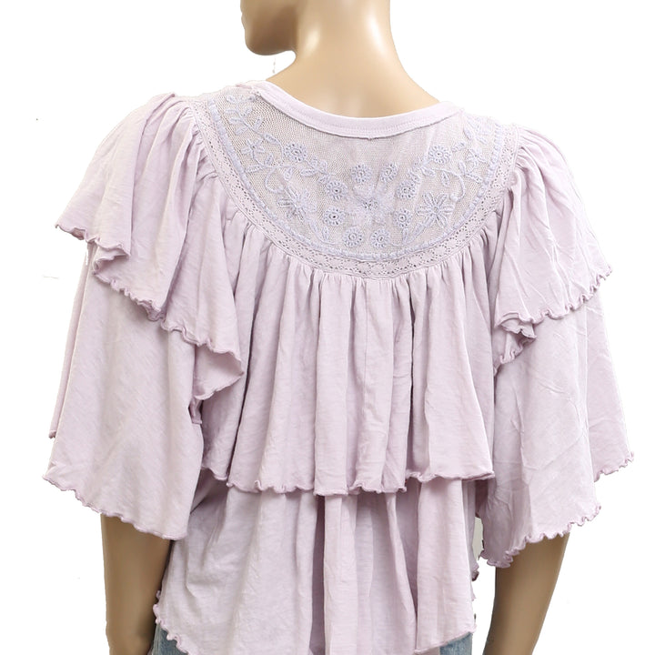 Free People Rose Party Tee Blouse Top