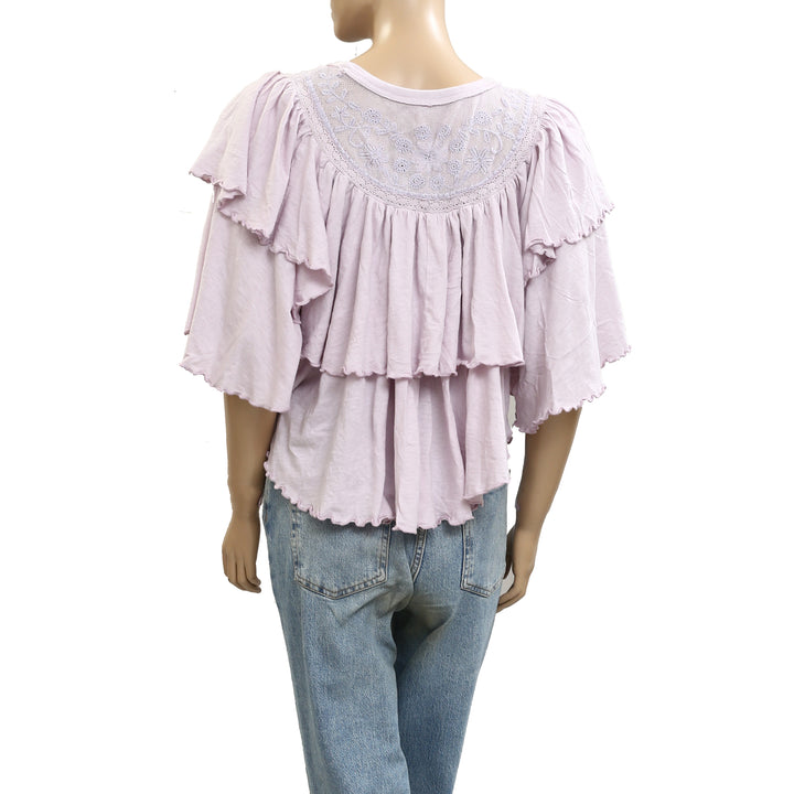 Free People Rose Party Tee Blouse Top