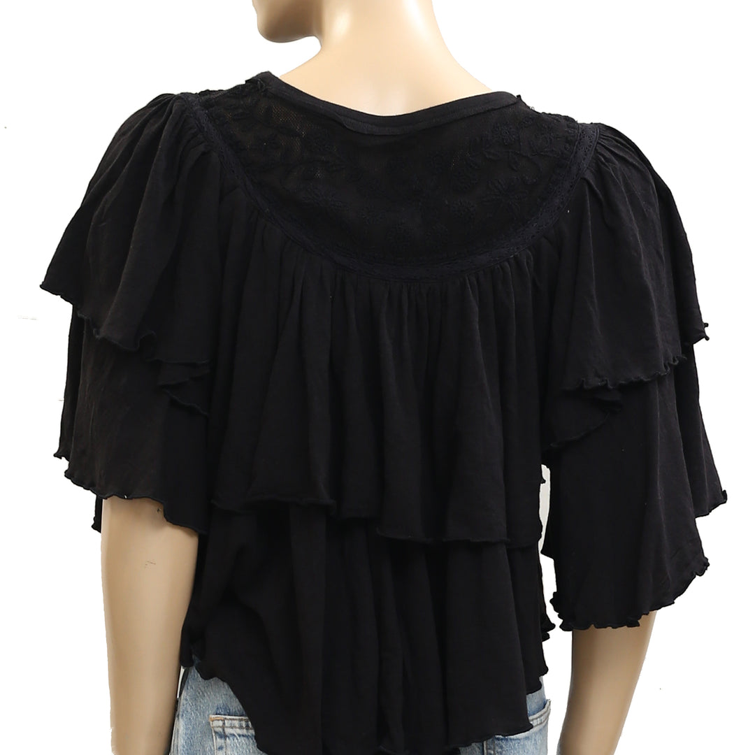 Free People Rose Party Tee Blouse Top