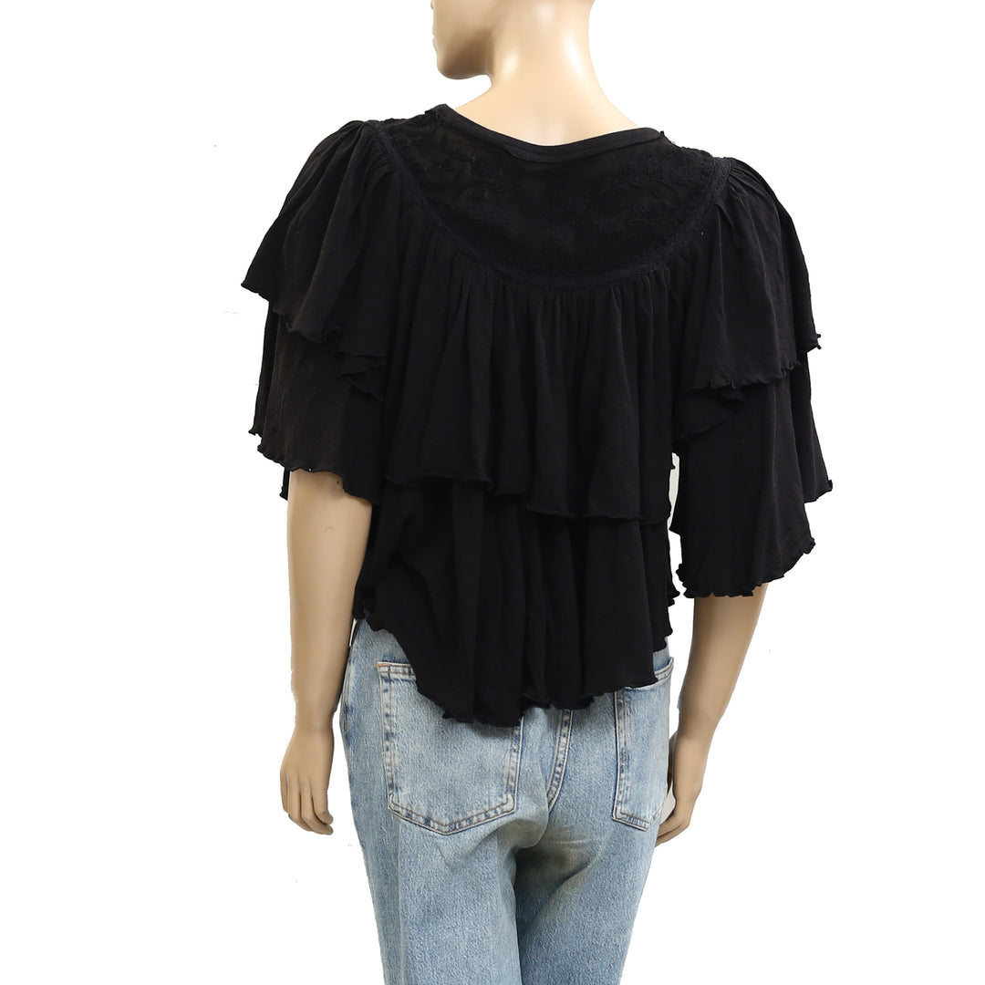 Free People Rose Party Tee Blouse Top