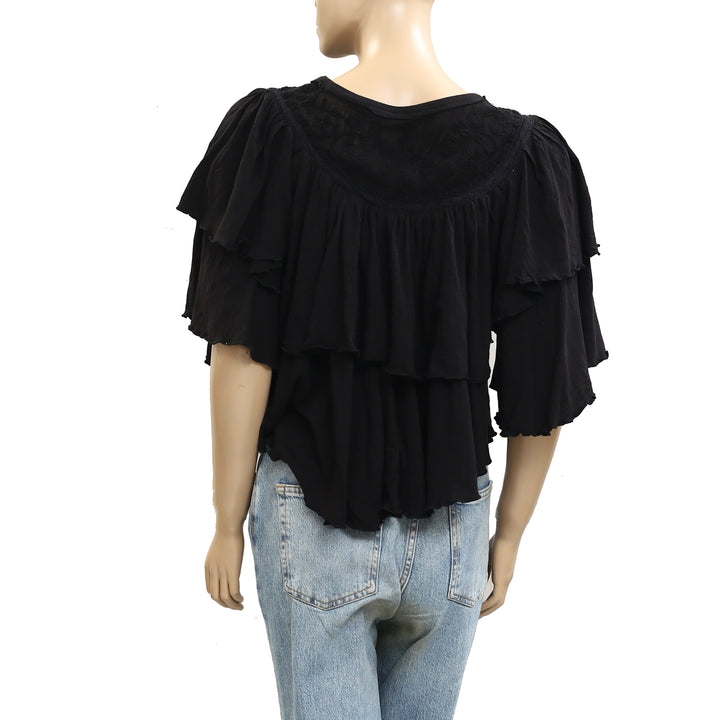 Free People Rose Party Tee Blouse Top