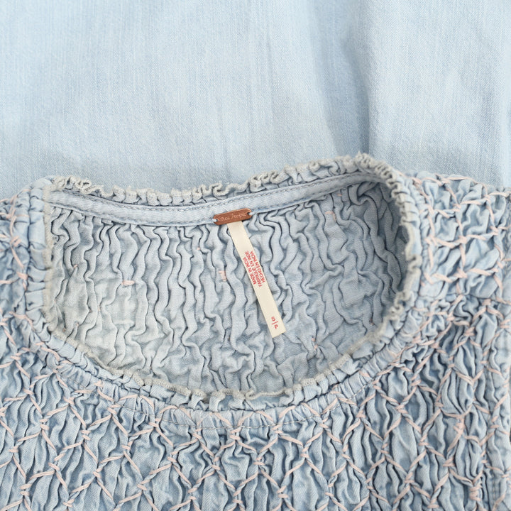 Free People Maisie Smocked Denim Mini Dress