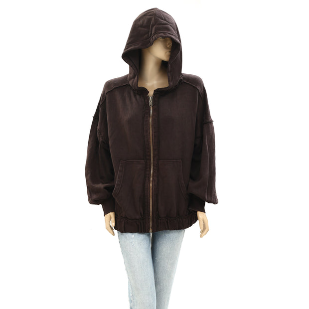 Free People Oversized Lucky Zip-Up Women Hoodie Cotton jacket