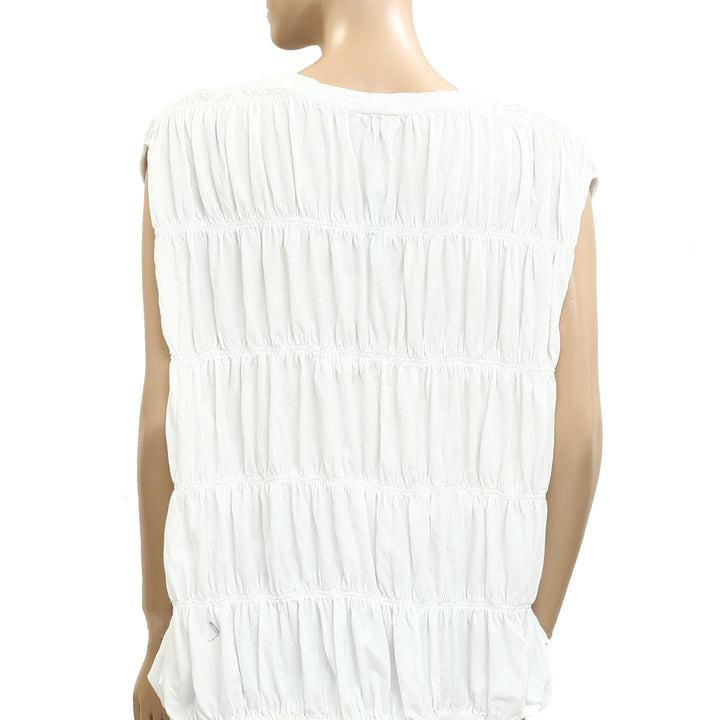 Maeve Anthropologie Tiered Smocked Bubble Tee Blouse Top