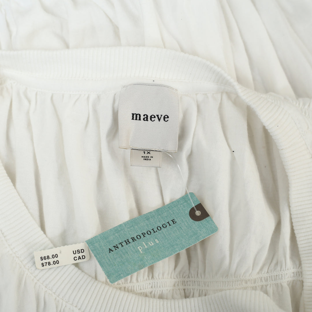 Maeve Anthropologie Tiered Smocked Bubble Tee Blouse Top