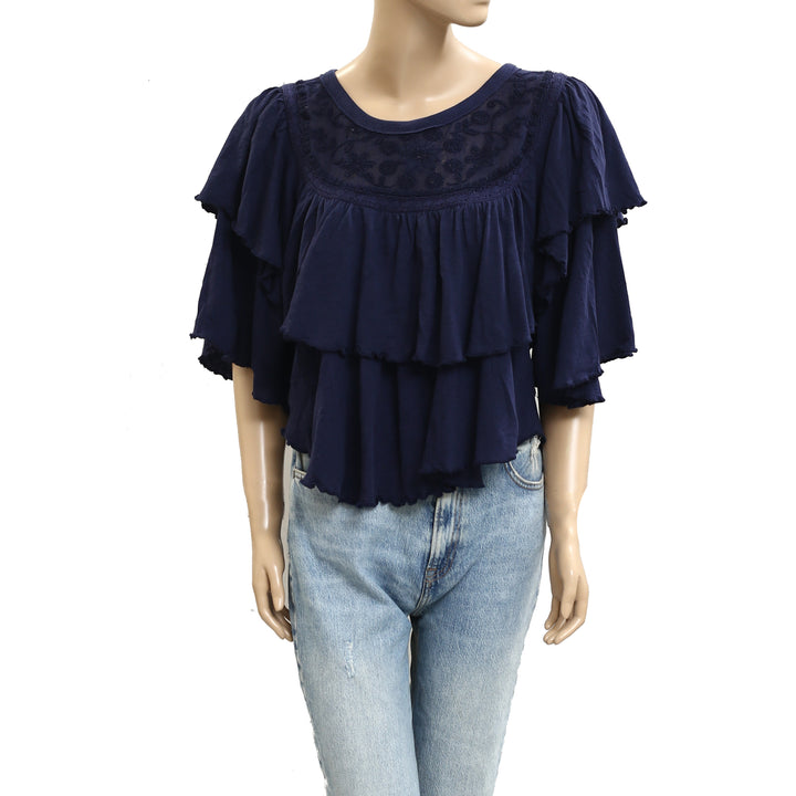 Free People Rose Party Tee Blouse Top