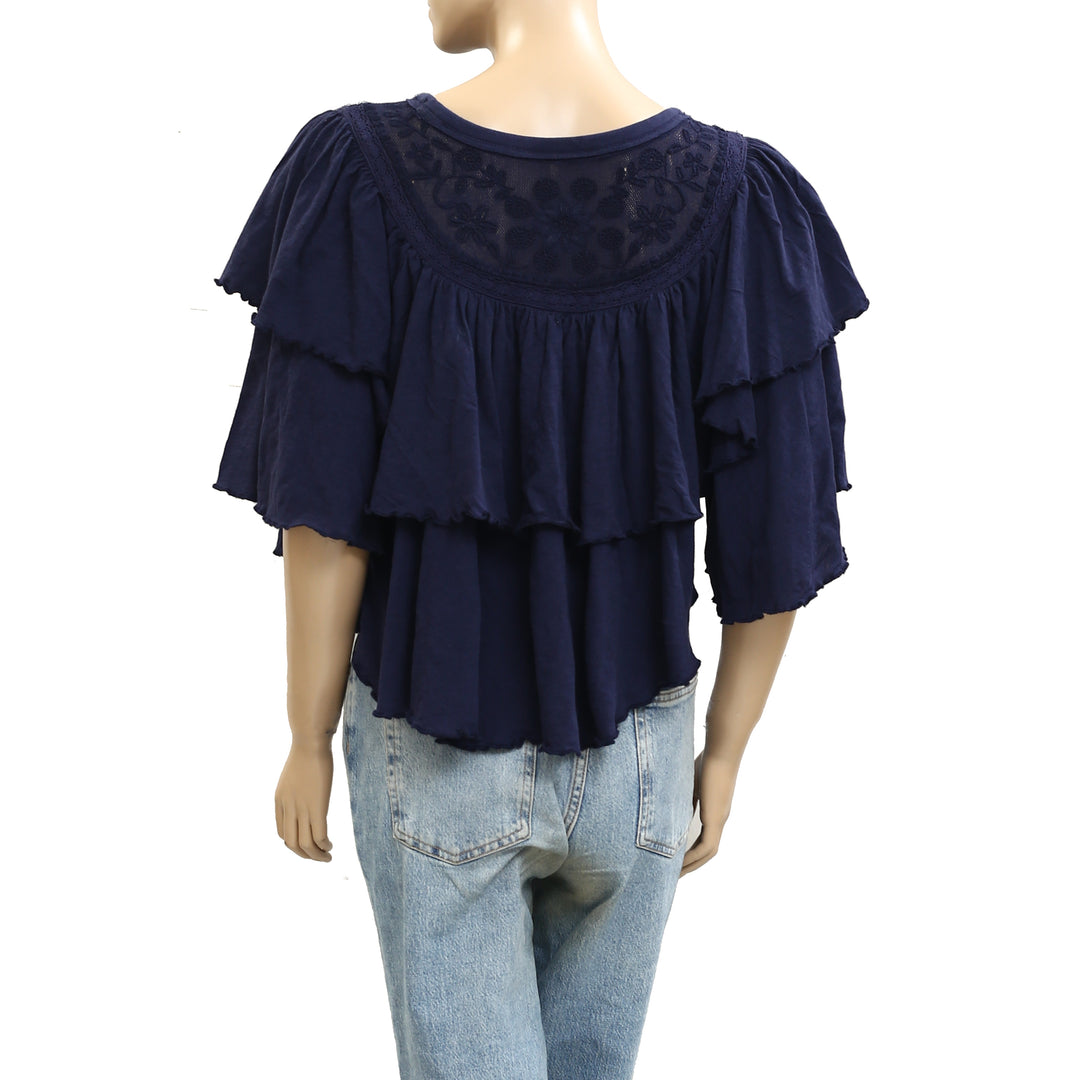 Free People Rose Party Tee Blouse Top