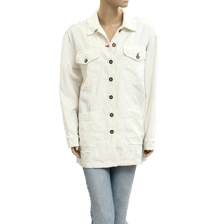 Free People Floral Printed Jacket Tunic Top