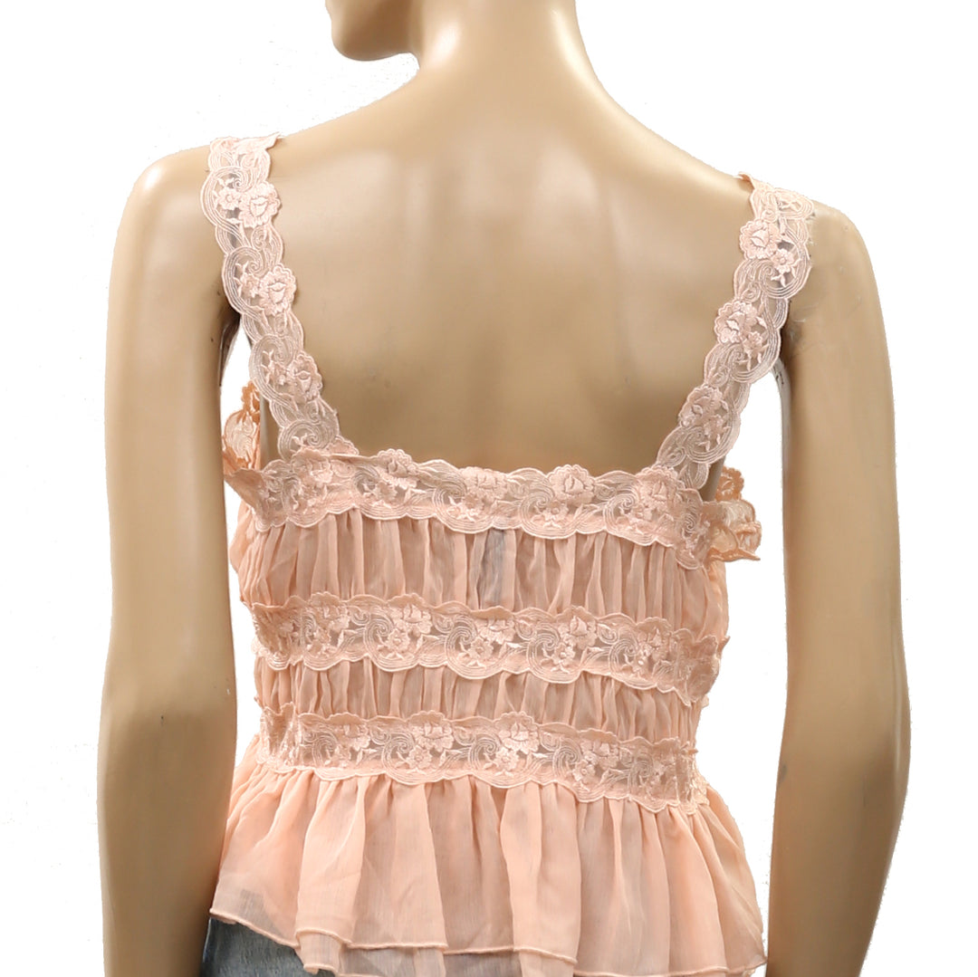 By Anthropologie Shirred Lace Tank Women's Top