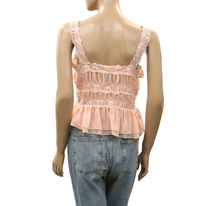 By Anthropologie Shirred Lace Tank Women's Top