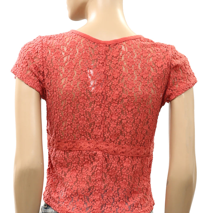 Free People Claro Lace Tee Women's Blouse Top