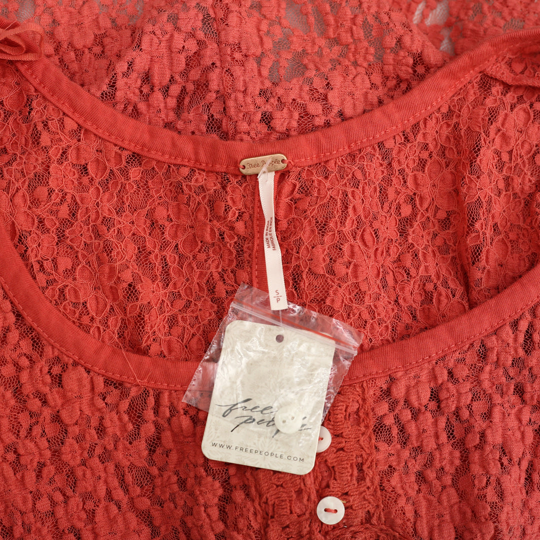 Free People Claro Lace Tee Women's Blouse Top