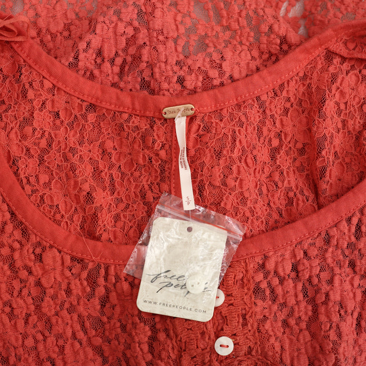 Free People Claro Lace Tee Women's Blouse Top