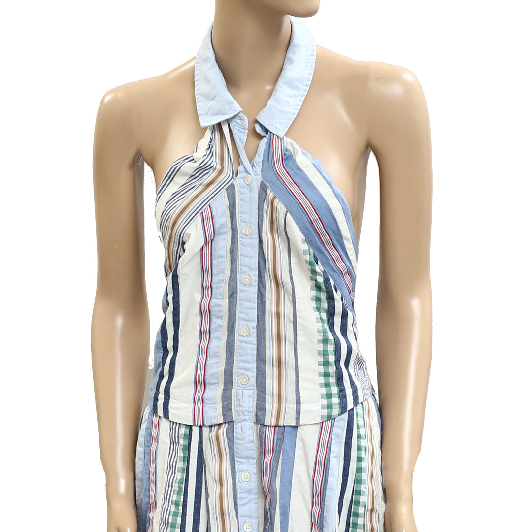 By Anthropologie Maeve Collared Halter Shirt Dress