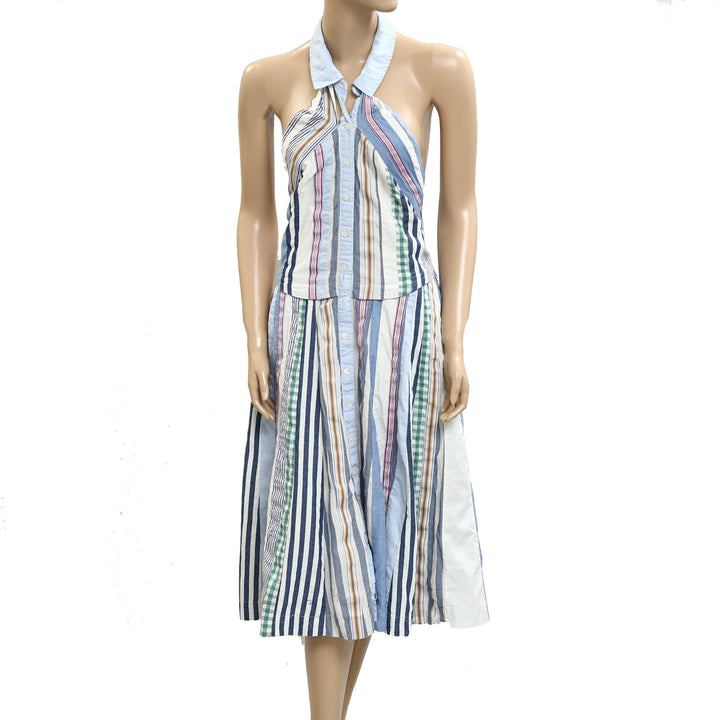 By Anthropologie Maeve Collared Halter Shirt Dress