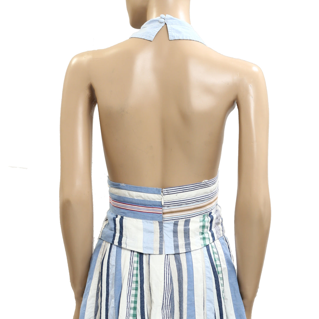 By Anthropologie Maeve Collared Halter Shirt Dress