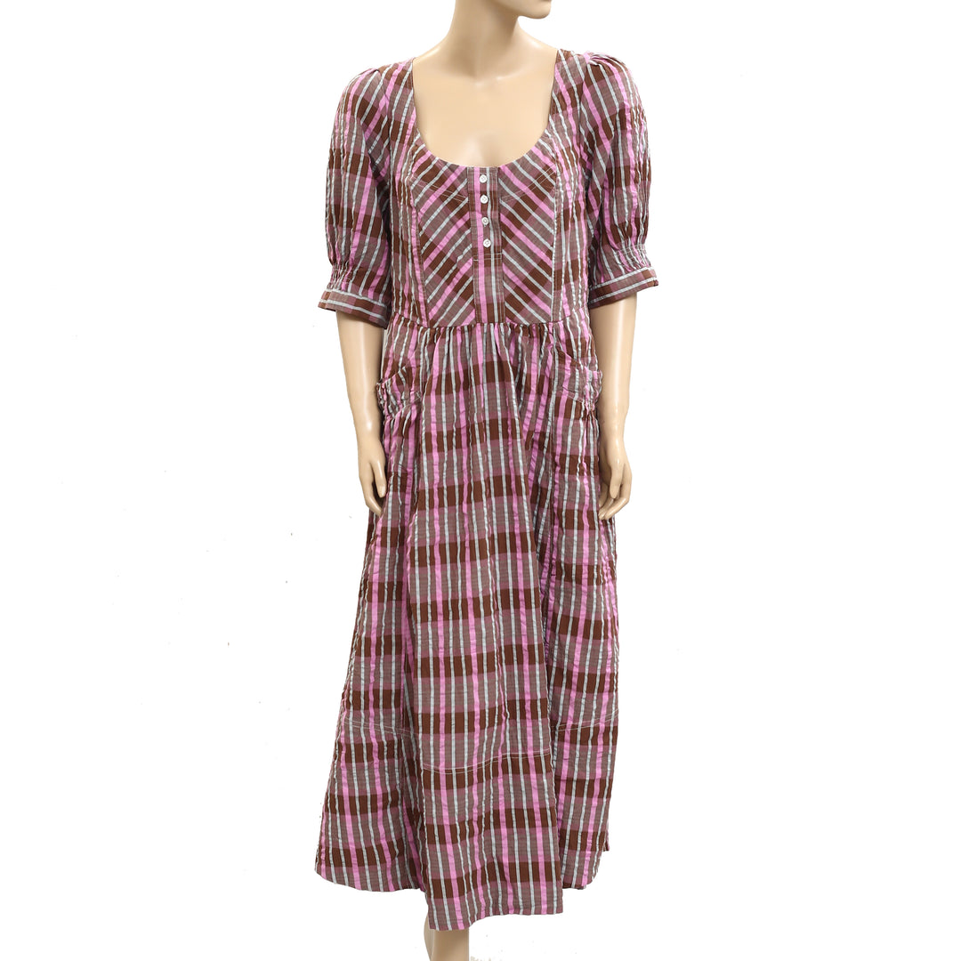 Free People Tulie Plaid Midi Dress