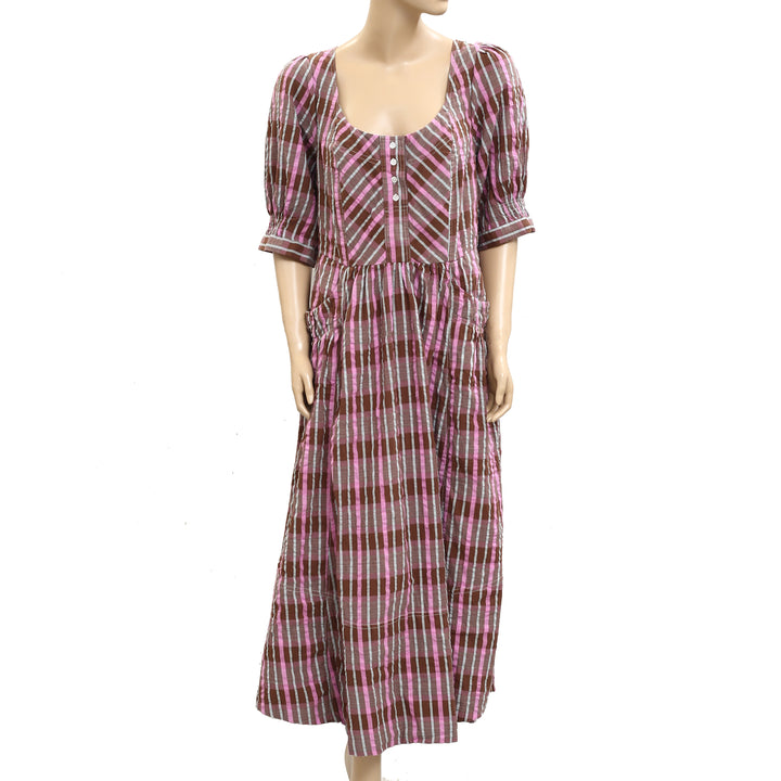 Free People Tulie Plaid Midi Dress