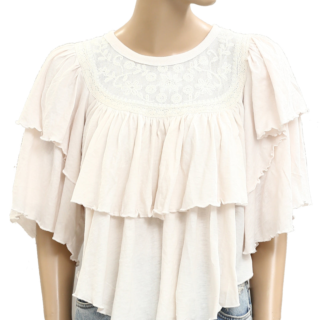 Free People Rose Party Tee Blouse Top