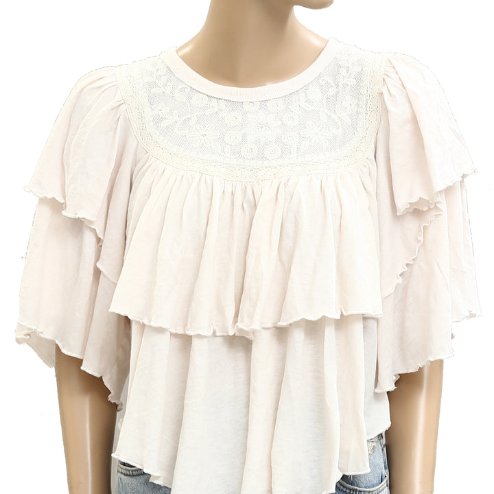 Free People Rose Party Tee Blouse Top