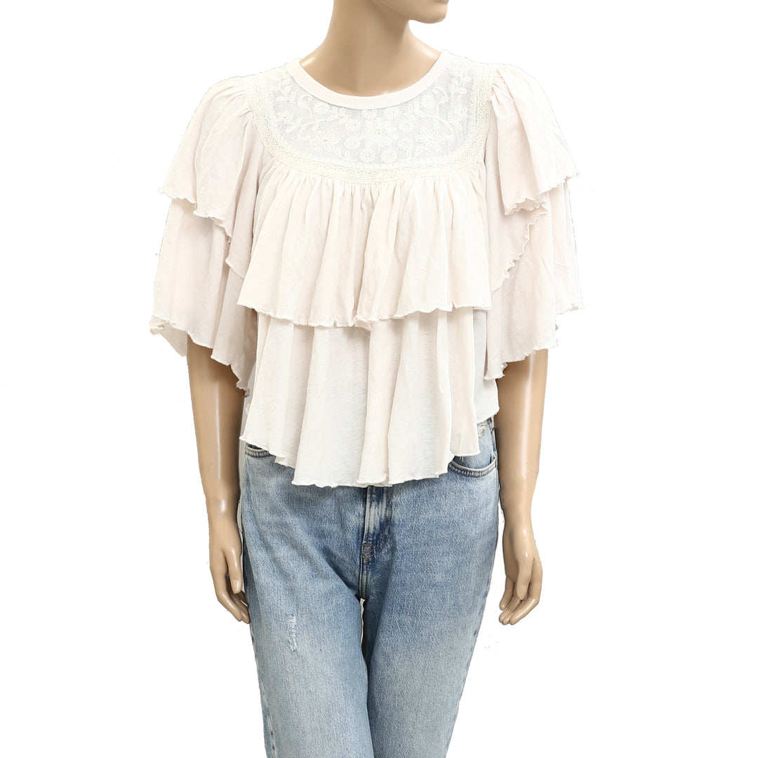 Free People Rose Party Tee Blouse Top