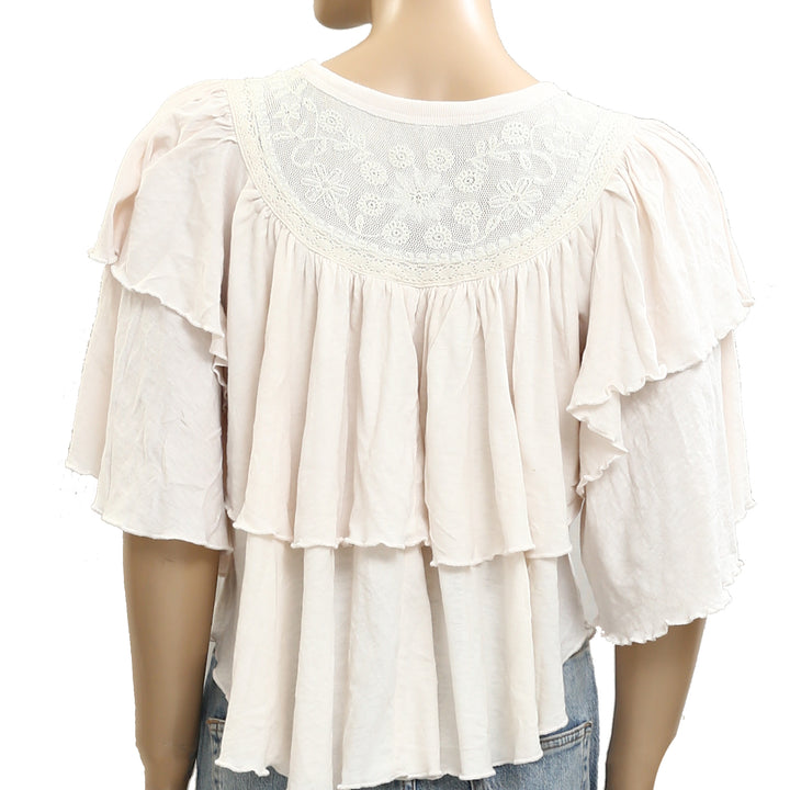 Free People Rose Party Tee Blouse Top