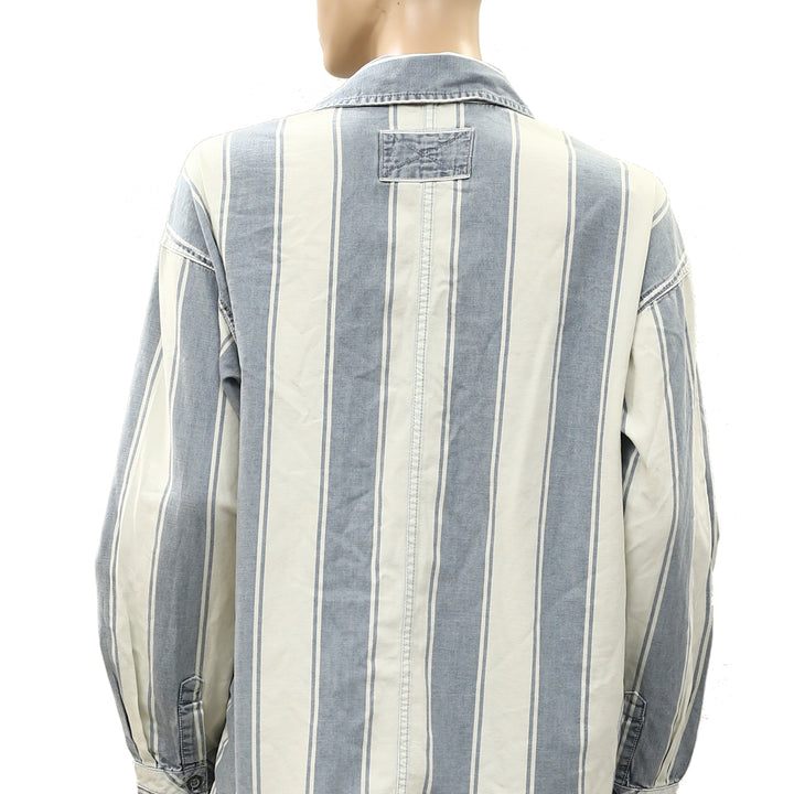 Free People We The Free Crossroads Striped Button Down Shirt Top