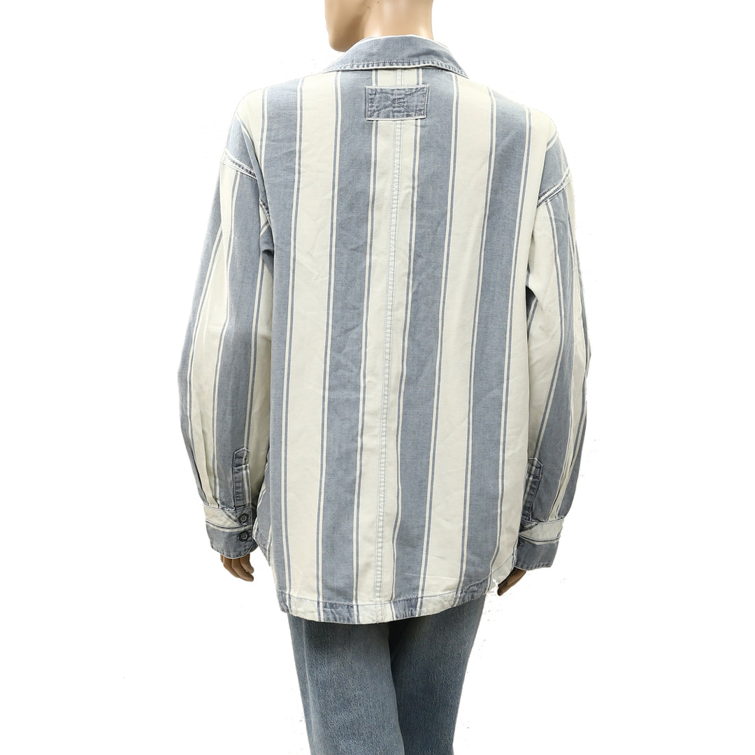 Free People We The Free Crossroads Striped Button Down Shirt Top