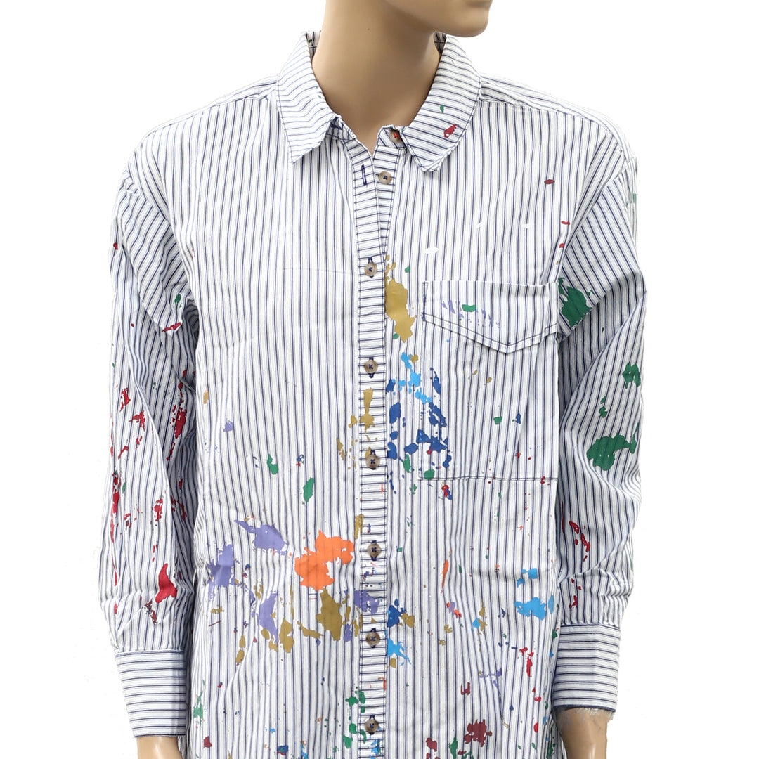 Anthropologie Pilcro Paint Splatter Long-Sleeve Shirt Dress
