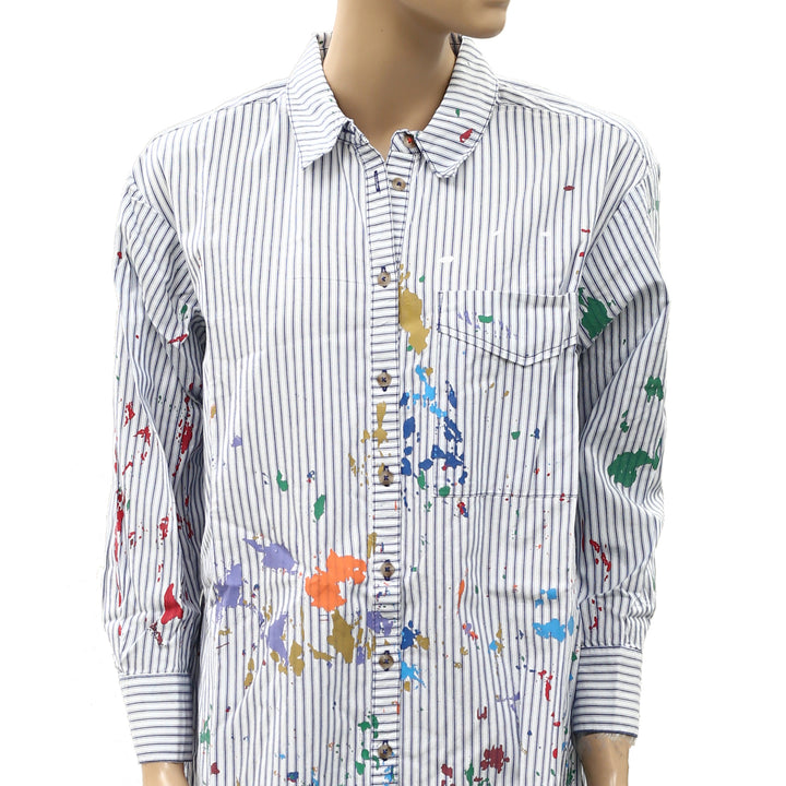 Anthropologie Pilcro Paint Splatter Long-Sleeve Shirt Dress