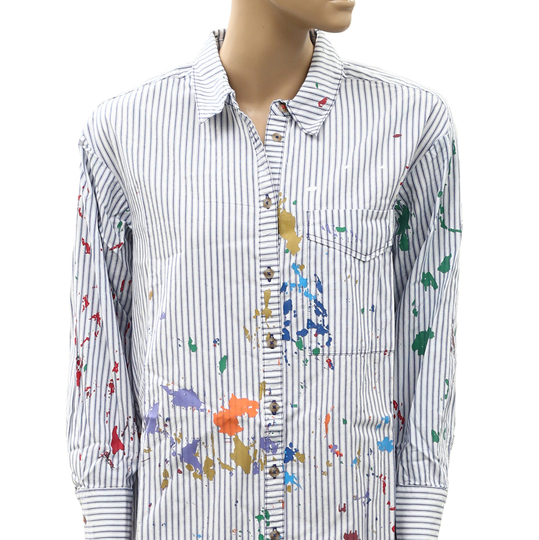 Anthropologie Pilcro Paint Splatter Long-Sleeve Shirt Dress