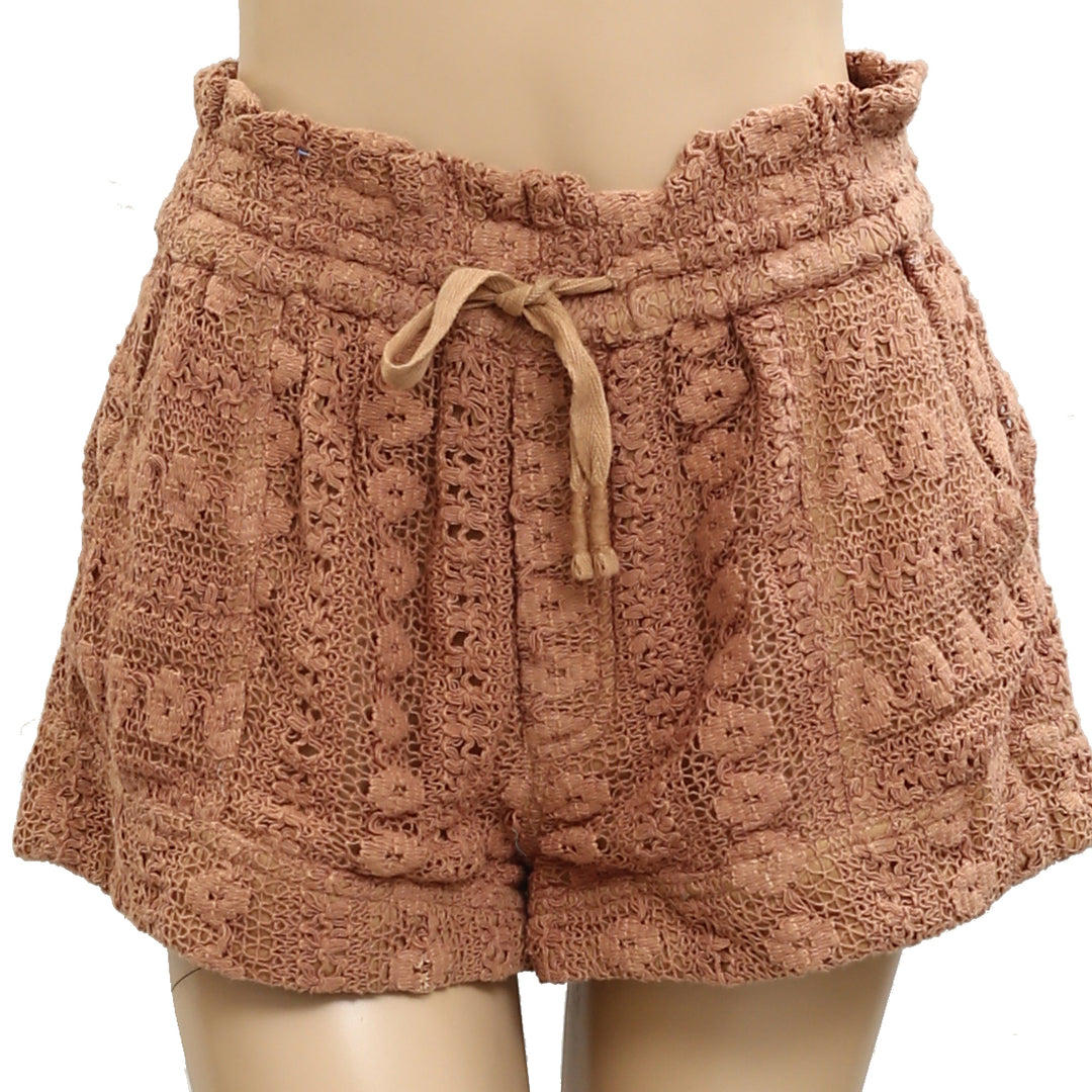 By Anthropologie Lace Tie-Waist Mini Shorts