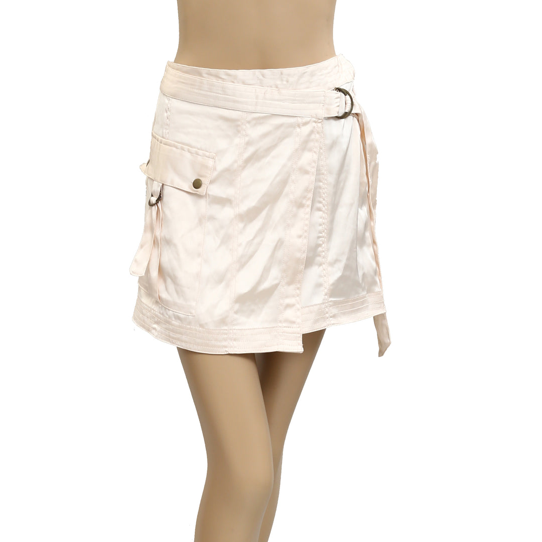 By Anthropologie Silky Satin Cargo Utility Mini Skir