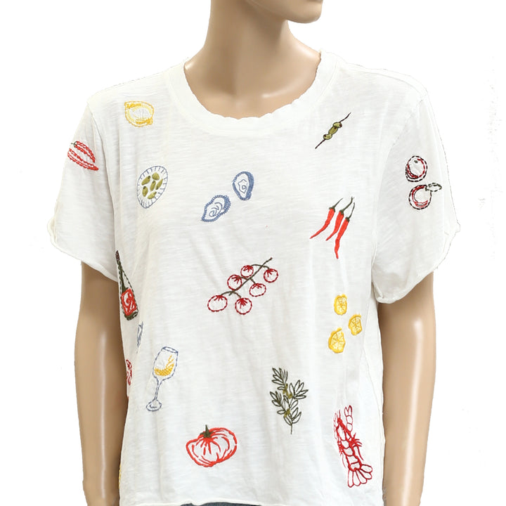 Maeve Anthropologie Embroidered Tee Blouse Top