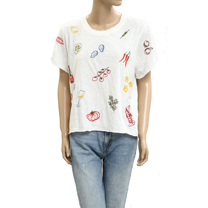 Maeve Anthropologie Embroidered Tee Blouse Top