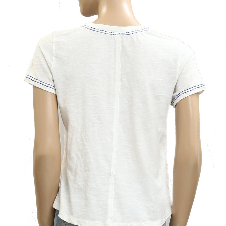Pilcro Anthropologie The Bennie Slim Crew Neck Cotton-Slub Tee Top
