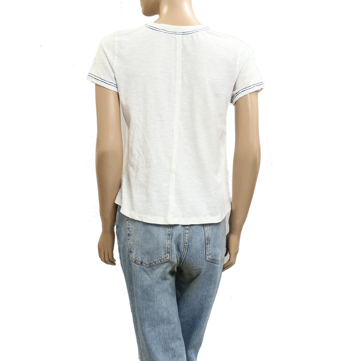 Pilcro Anthropologie The Bennie Slim Crew Neck Cotton-Slub Tee Top