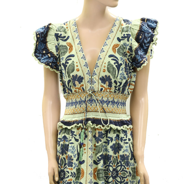 Farm Rio Anthropologie Ocean Tapestry Suzani Midi Dress